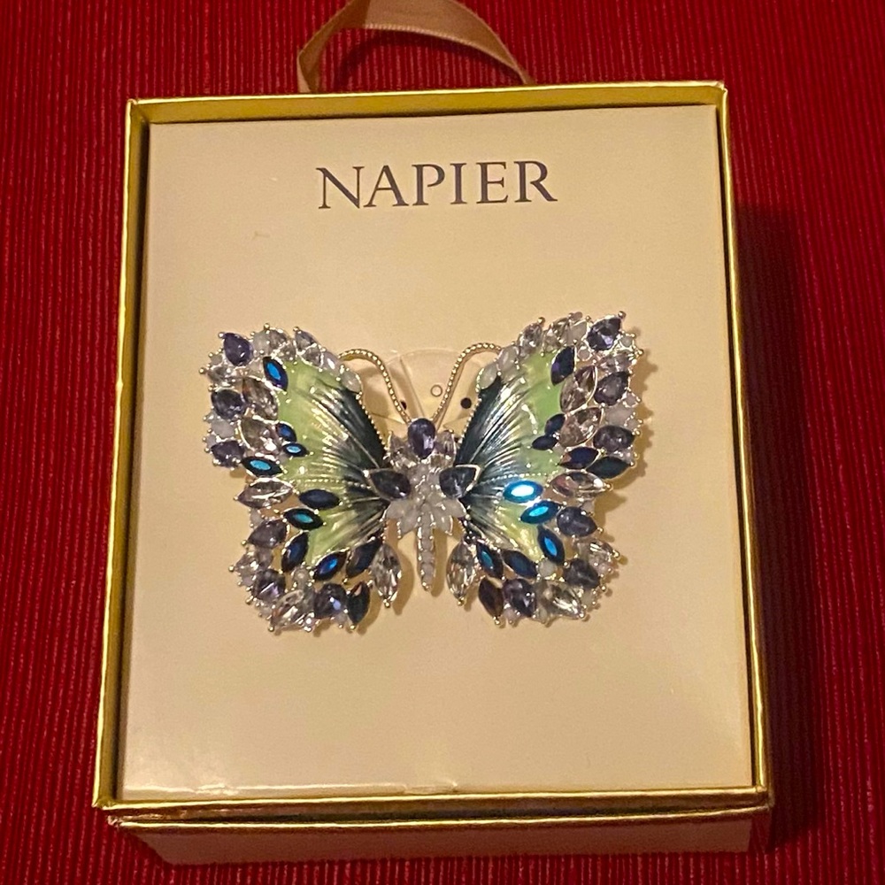 Napier Blue and Silver Butterfly Brooch